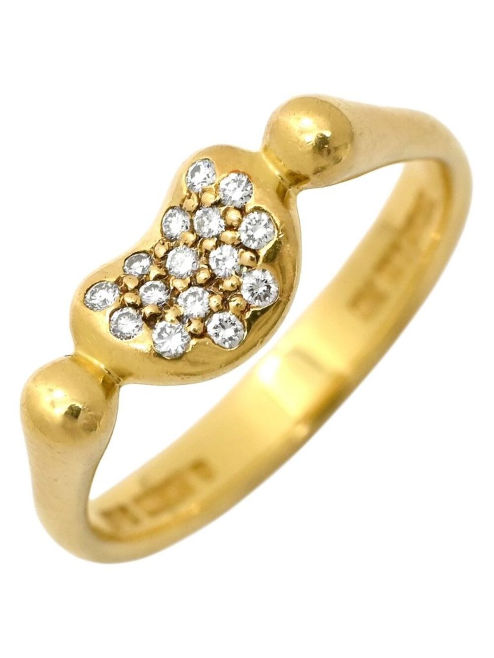 Tiffany & Co Ring Bean Pave Diamond Yellow Gold T&Co YG Elsa Peretti Stone
